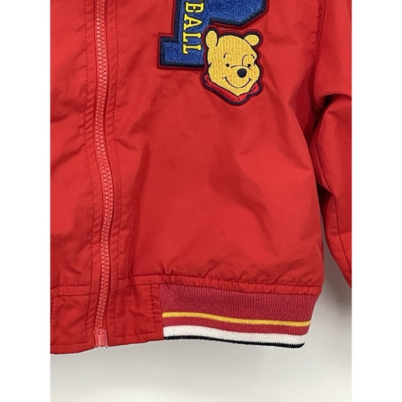 Vintage Winnie The Pooh Red Hooded Jacket "Disney Baby" 18M Football Patch - Picture 4 of 16